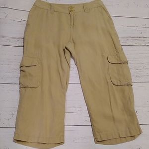 COLDWATER CREEK tan linen cropped cargo pants, 4